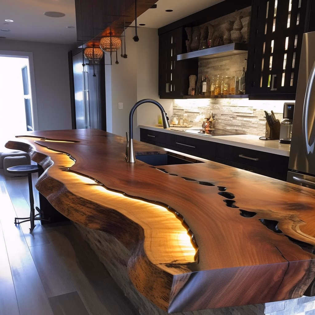 Custom Live edge Kitchen Countertops by WoodLab of New York